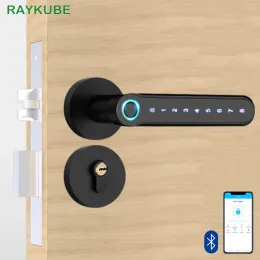 Controllo Raykube T012 Smart Fingerprint Port Himpora TTLOCK senza chiave senza chiusura Digital Lock Porta elettronica Porta di legno in legno Porta di legno