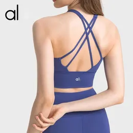 AL-625 Cross Back Integrated Fixed Cup Medium Strength Yoga Pilates Sports Bra