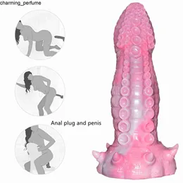 Ny Anal Plug Large Fantasy Monster Dildo Sug Cup Silikon bläckfisk Tentacle Penis Dildo för kvinnor