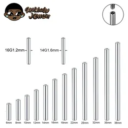 5PCSLOT ASTM 36 GRADE RATED 14G 16G الخيط الداخلي لسان اللسان الحديد عمود حديد الإكسسوارات مجوهرات ثقب 240409