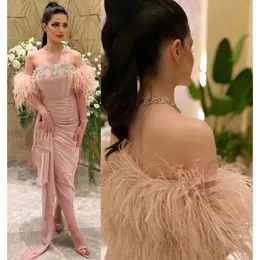 Party Dresses Kadisua Pink Evening Dress Off The Shoulder Sleeveless Feathers Pleat Crystal -Length Formal Occasion Chic Gow Pretty Women