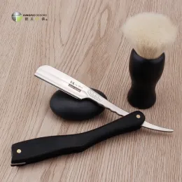 Shavers Barbershop Professional Barber Razor Natural Ebony Wood Hand Feather Salon Salon Piegare la barba e la rimozione dei capelli coltello da barba