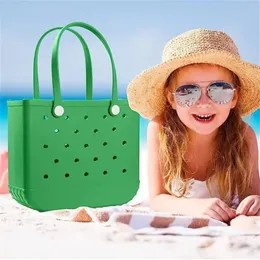 2024 Aufbewahrungsbeutel wasserdichte Bogg Eva Beach Bag Loch Outdoor -Umhängetasche Großer Kapazität Mode Jelly Bag PVC Korbreisen Aufbewahrungstaschen Outdoor Handtasche Tasche