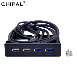 Hubs Chipal PC Desktop 3,5 tum Floppy Bay 4 Ports USB 2.0 USB 3.0 Front Panel Hub USB3.0 Splitter Intern Combo Bracket Adapter