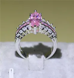 Brand Marquise Cut Pink Sapphire Jewelry White Gold Pieno Wedding Engagement Band Ring per Women Bride Exquisite Reg Regone Dimensioni 5105583109