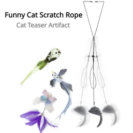 Toys Interactive Cat Toy Cats Mouse Toys Hanging Door Retractable plaything Funny Selfhey kitten Scratch Rope Mouse Toy Pet Products