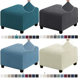 Linens Durable Square Jacquard Durable Customized Stretch Footrest Ottoman Cover Folding Storage Stool Furniture Protector Slipcover