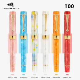 ペンジンハオ100噴水ペン透明な色樹脂贅沢ペン18kgp/1.0mm斜めのタイプ余分な細かいペン供給供給文房具