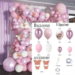 Parti Dekorasyonu 1 Set tatlı balonlar çelenk gülü altın kelebek metal pembe mor globos doğum günü düğün balon kemer