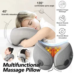 Electric massagers U-shape memory foam neck pillow heating vibration neck massage travel neck pillow sleep airplane pillow medical care Y240422