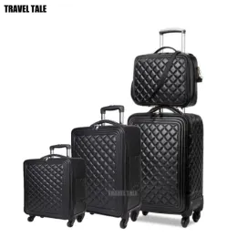 Valigie Travel Tale 16 "20" da 24 pollici famosi marchi di lusso trasportano valigie da viaggio PU Leather Rolling Baging Set