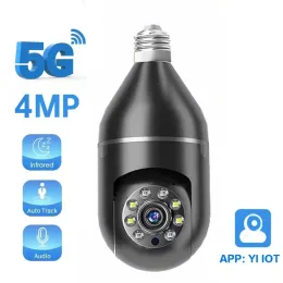 Cameras yi IOT 5G 2.4G Band Dual Band 4MP Coll Color Light Vision E27 Bulb WiFi Camera ثنائية الصوت تتبع AUTO CAMERA SMART HIME CAMERA