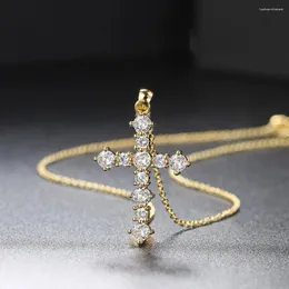قلادة قلادة Zhouyang Cross Netlace للنساء الورك المثلجة Zircon Gold Color Color chain steampunk accessories Men Jewelry OHP079