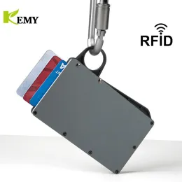 Innehavare Kemy Anti RFID Metal Bank Credit Card Holder Men minimalistiska plånböcker Slim Thin Tactical Business ID Cardholder Case Manlig handväska