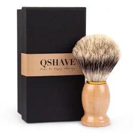 Blade Qshave Man Badger Pure Hair Razor Reash Brush 100% per sicurezza Dritta classica Sicurezza Razor It 10,3 cm x 4,9 cm Colore albero marrone