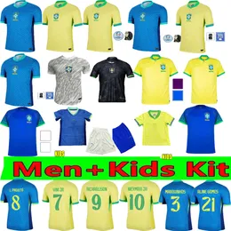 24/25 البرازيل المبيعات الساخنة كرة القدم L.Paqueta Neymar Vini Jr. 23 P.Coutinho Richarlison Football Shirt G.Jesus T.Silva Bruno G. Pele Casemiro Men Kids Sets Jersey