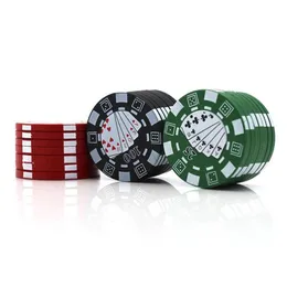 Poker çip stili 40 mm 3 kısım bitki öğütücü alüminyum tütün kırıcı sigara aksesuarları 3 renk wxy0953857306