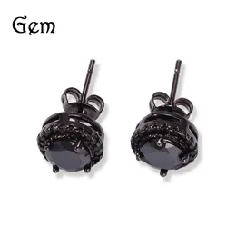 Gumeng Jewelry Hip Hop New Four Claw Black Round Square Transparent Zircon Earrings