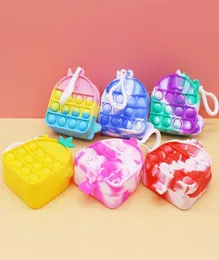 Arco -íris push bubble bolsa de silicone case de macaron cor popper bolhas de sorvete de sorvete com bolsas de chaves sensoriais PUZZ498222050