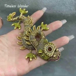 Brosches Timeless Wonder Vintage Zircon Geo XL Dragon Brooches for Women Designer Jewelry Luxury Brand Runway Party Top Gift Rare 5288