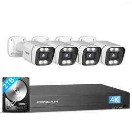 NVR POE Security Camera System 8 Channel 4pcs Wired Outdoors 2-Way Audio IP Cam 2TB HDD FNA108E-B4