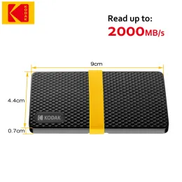 Anstrengungen Kodak Tragbarer SSD X200 Pro 1TB 2TB NVME externe PSSD 2000MB/s 10 GBPS Festplatte 512 GB externo USB3.1 Typec für Laptops PS4 PC