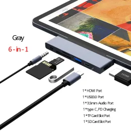 Adaptador de expansão do TypeC de hubs para iPad Pro 2018 Hub USBC para HDMI+Audio 3.5+USB 3.0 Hub Docking Station para TypeC Cell Phone