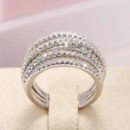 عصابات Huitan الفاخرة الصليب تصميمات التصميم الكامل CZ Stone Modern Fashion Warmling Rings Wedding Bands Jewelry Drop Shipping