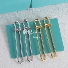 Vintage Silber Metall -Ohrring -Ohrhörer Golden Edelstahl Ohrringe Dangler mit Schachtel Geburtstag Weihnachtsgeschenk