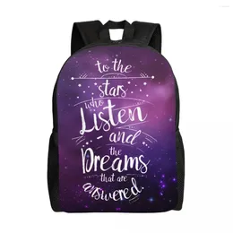 Backpack Acomaf an die Stars, die zuhören und Träume werden beantwortet, werden die Travel School Computer Bookbag College Student Daypack -Taschen beantwortet