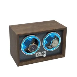 Uhren 2 Slots Watch Wickler Box Automatische USB -Holzwächter -Wächterbox für mechanische Uhr Elektrische ruhige Rotate Motorschatullen geeignet