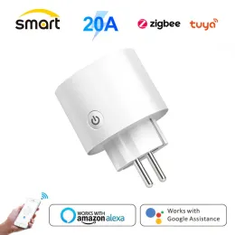 Fişler Zigbee 3.0 Tuya Tap Soket Outlet EU 20A 4200W Güç Monitörü Alexa Google Uzaktan Ses Zamanlayıcısı Akıllı Ev Automaiton