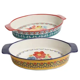 Fiona Floral 2Piece Ceramic Oval Baking Dish 240415