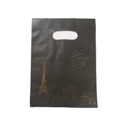 Display Hot Sale 100pcs/Lot Tower Design Schwarz Plastikgeschenkbeutel 15x20 cm süße Schmucktasche kleine Süßigkeiten Schmuck Verpackungstaschen mit Griff