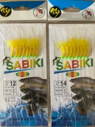 Accessories 10 Bags Yellow Rubber Sabiki Baits Fishing Sea Rigs Gang 8 Golden Hooks Carp Saltwater Lures