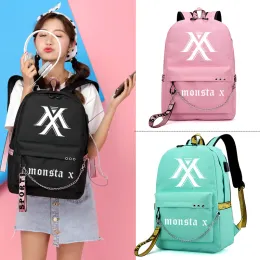 BASS MONSTA X WANNO UNO JISOO LISA BANCHE SCUOLA SCUOLA DI VERIMENTO MOCHILA BASSE LAPTOP DELLA PORTA CAMINA USB