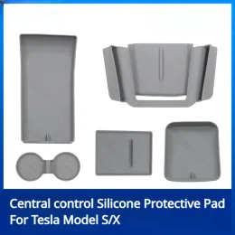 Arabalar Tesla için Merkezi Kontrol Depolama Kutusu Model X S MAT Merkez Konsol Depolama Padü Koltuk Depolama Pedleri Araba Yastık Aksesuarları