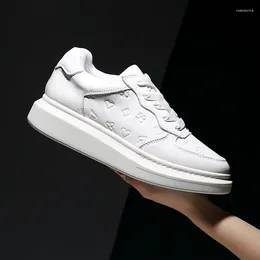 Casual Shoes Classic Luxury Designer Chunky Concise White Sneakers Real Leather Trendy Platform Men's Daily Office Party