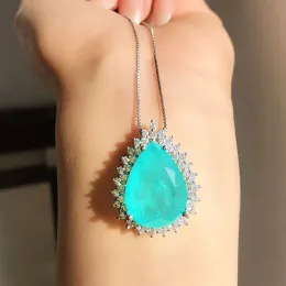 Collane romantiche paraiba tormalina smeraldo pietra a pendente collana orecchini laboratorio di diamanti di laboratorio set di gioielli belli per donne