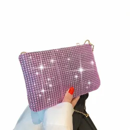 Mulheres Rhineste Bolsa de ombro Bling Cristal Bolsas de corrente feminina Bolsas de embreagem de noite Casamento de jantar brilhante para mulheres x87n#