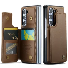 Caixa de carteira de couro para Samsung Galaxy Z Fold 5 4 3 5g Fold3 Fold4 Fold5 Luxo Luxo Plano de Luxury Saco de telefone Magnético Livro Etui iPhone