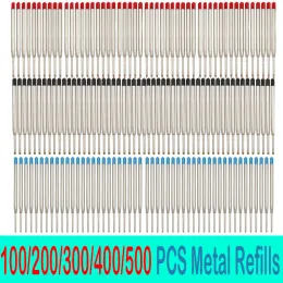 Pennor 100/200/300/500 st 9,9 cm Metal Ball Point Pen Reffills1.0mm Medium Point Roller Ball Penns Refills Ink Rods School Office Supply