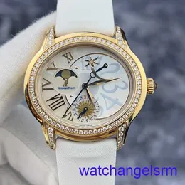 AP WIST STATR Chronograph Millennium Series 77315or Oryginalny Diamond 18K Rose Gold Materiał Białe Fritillaria Data Dynamiczne Wyświetlanie Faza Księżyca