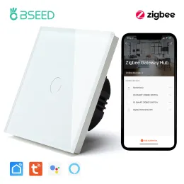 Steuerung BSEED Zigbee WiFi Touch Switches 1/2/3gang Smart Wall Switches Glas Panel Google Alexa Smart Life App Steuerelement kein neutrales Draht