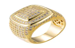 Spersonalizowana biżuteria Złote Białe Złoto Plakowane męskie diament mrożony mrożony mężczyzna Pierścionki zaręczynowe ślub Square Pinky Pierścień dla mężczyzn Prezenty1228354