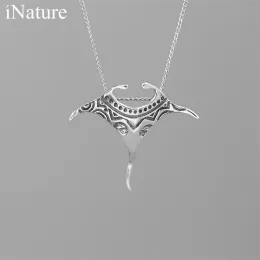 Necklaces INATURE Fashion 925 Sterling Silver Manta Ray Fish Pendant Necklace For Women Men Choker Jewelry Gift