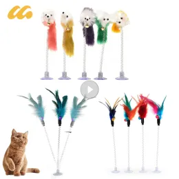 Toys Cartoon Pet Cat Toy Stick Feather Rod Mouse Toy With Mini Bell Cat Catcher Teaser Interactive Cat Toy Random Color Pet Supplies