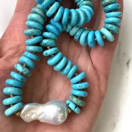 Halsband lyxiga boho retro etnisk handgjorda jacqueline hand knutna turkosa skivor eldboll pärlhalsband smycken för kvinnor tillbehör