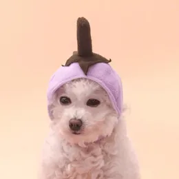 Hundekleidung Haustier Kopfschmuck lila Kopfbedeckung Cosplay Accessoires po Requisiten einzigartige süße Auberginenform Katze