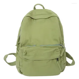 Zaino in cotone zaino unisex a colore solido tela per tela o sacchetti da viaggio sacchetti di stoffa semplici giappone e corea green School